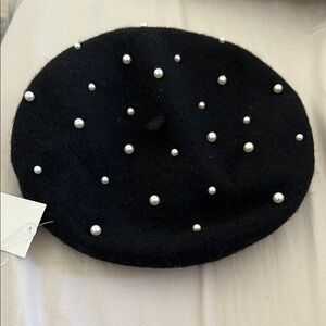Forever 21 Black Hat with Pearls